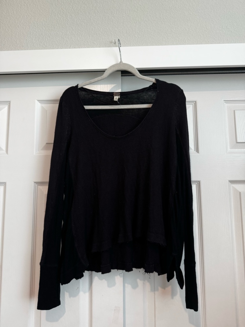 We The Free Black Scoop Neck Long Sleeve Top